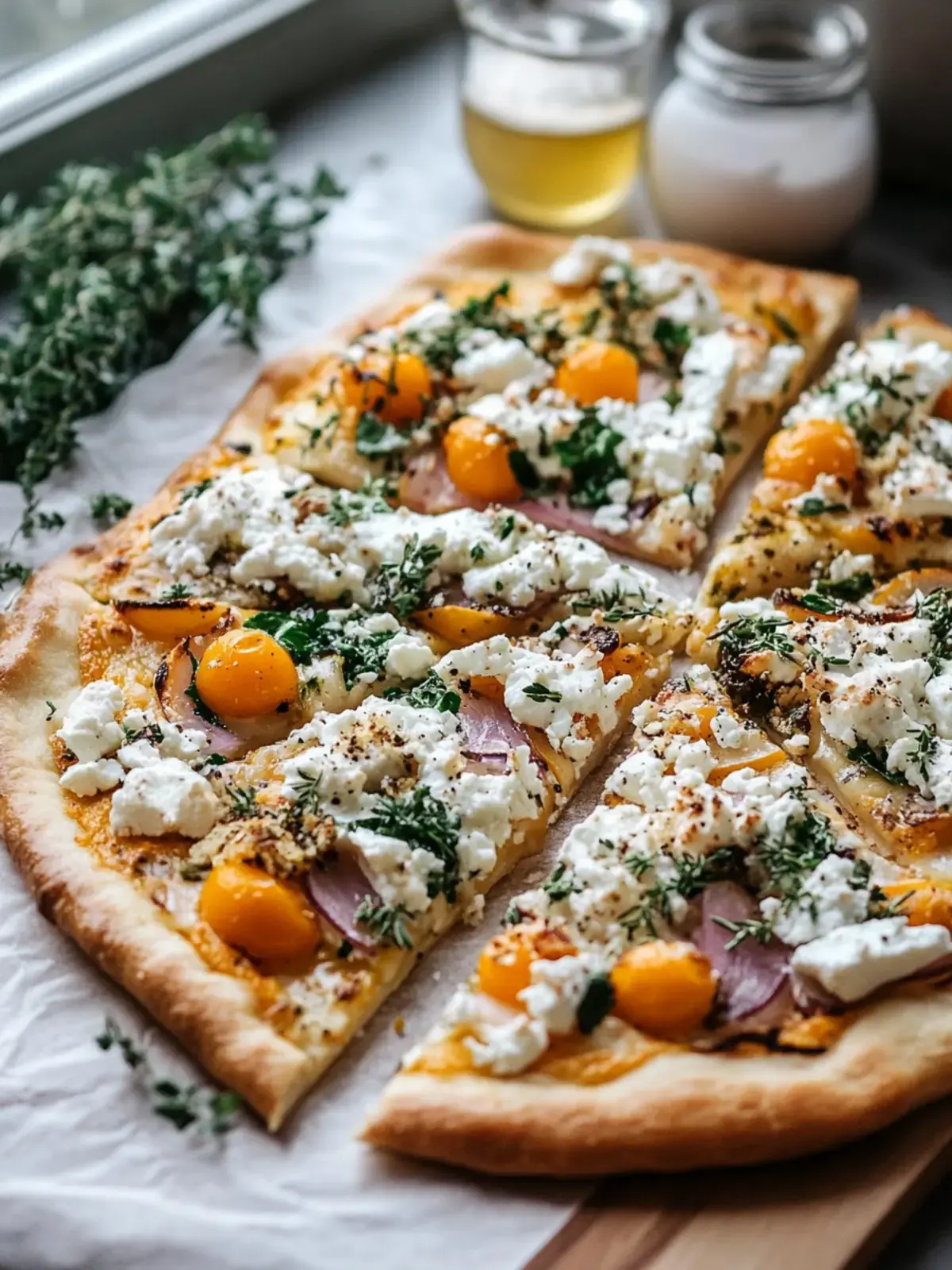 Kürbis Flammkuchen mit Feta