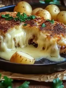 Saftige Käse-Fleischbällchen mit cremigen Kartoffeln