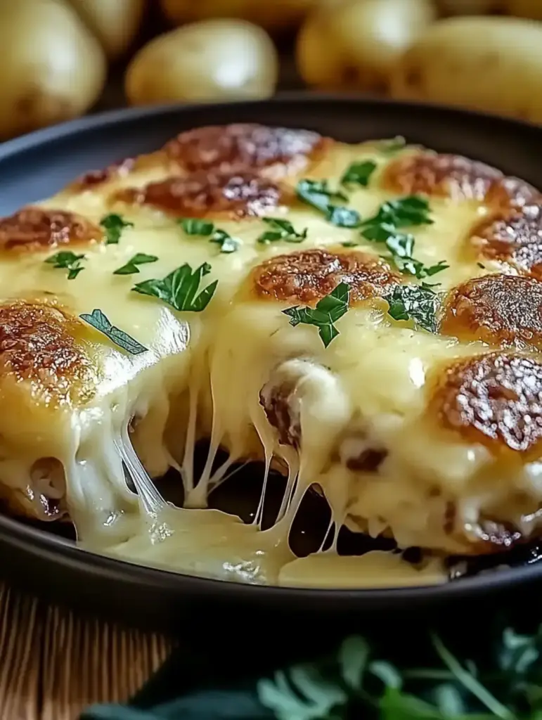 Käse-Fleischbällchen mit Kartoffeln