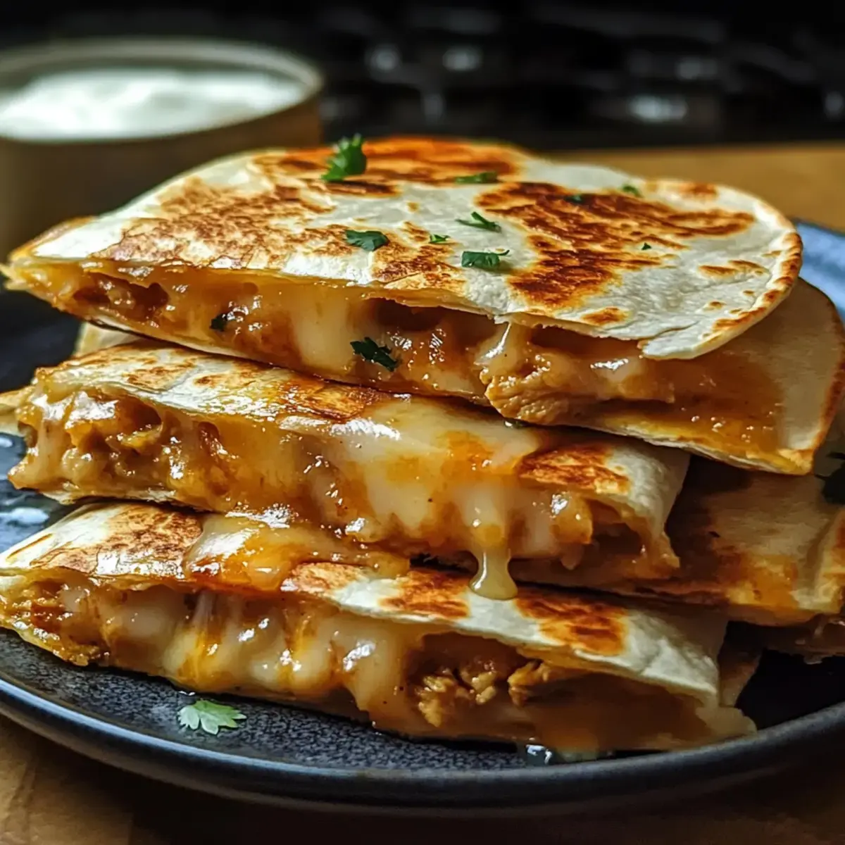 Käse-Honig-Hühnchen-Quesadillas