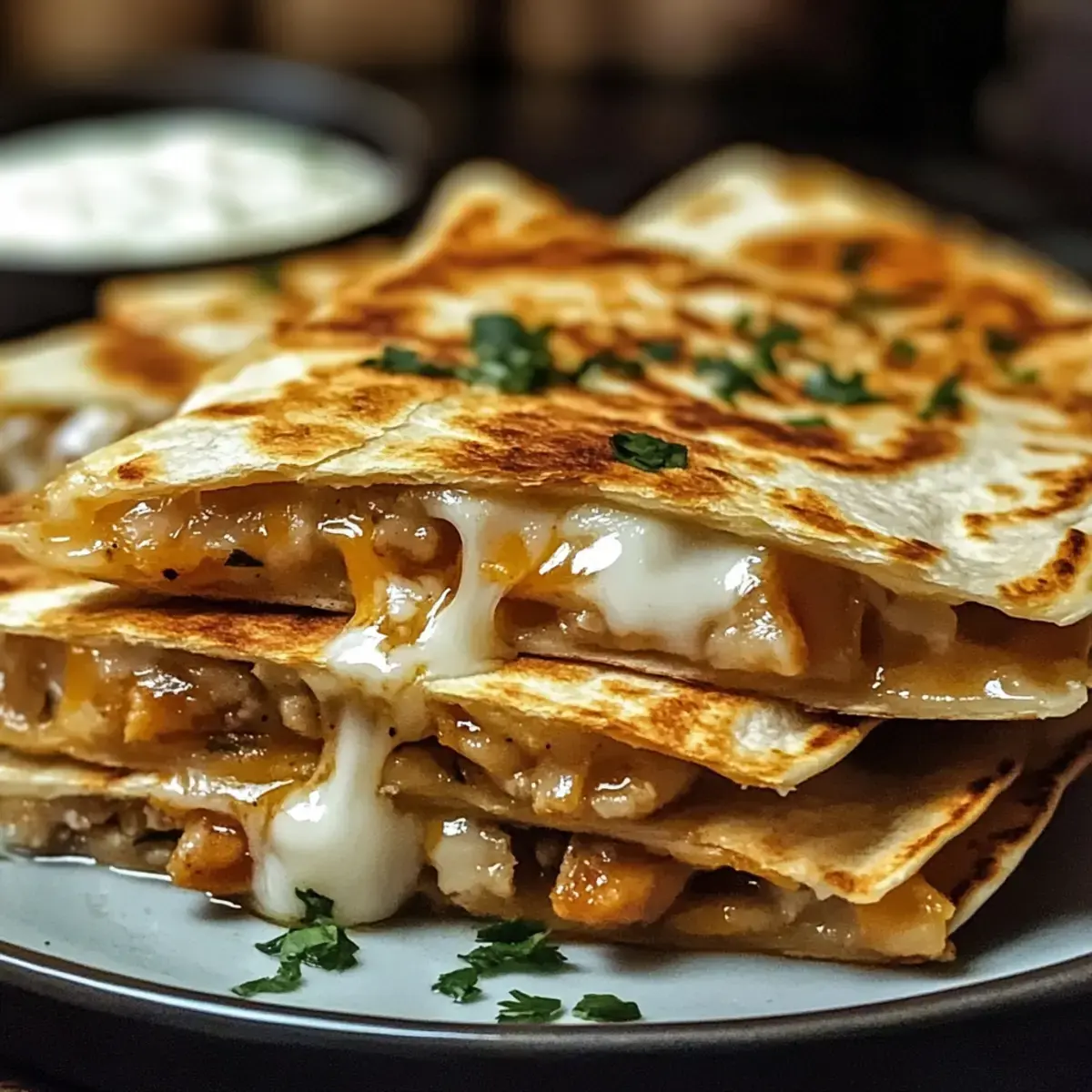 Käse-Honig-Hühnchen-Quesadillas