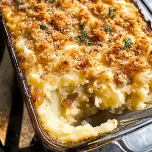 Käse-Karamellisierte Zwiebel Kartoffelauflauf