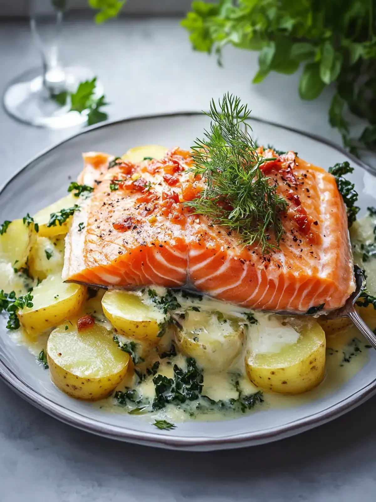 Lachs Auflauf mit Kartoffeln