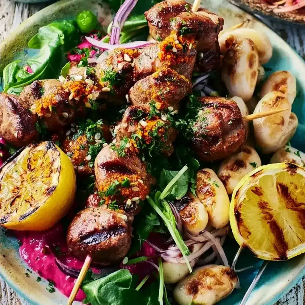 Lammspieße mit weißen Bohnen