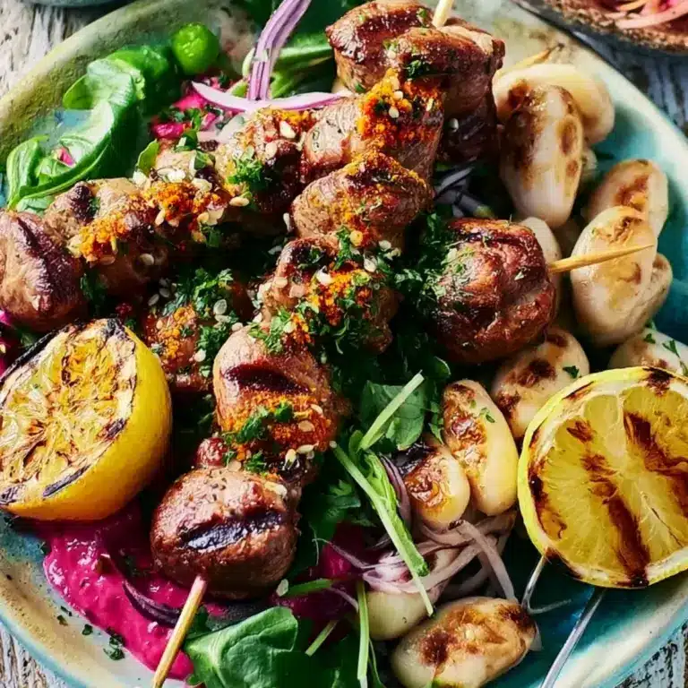 Lammspieße mit weißen Bohnen