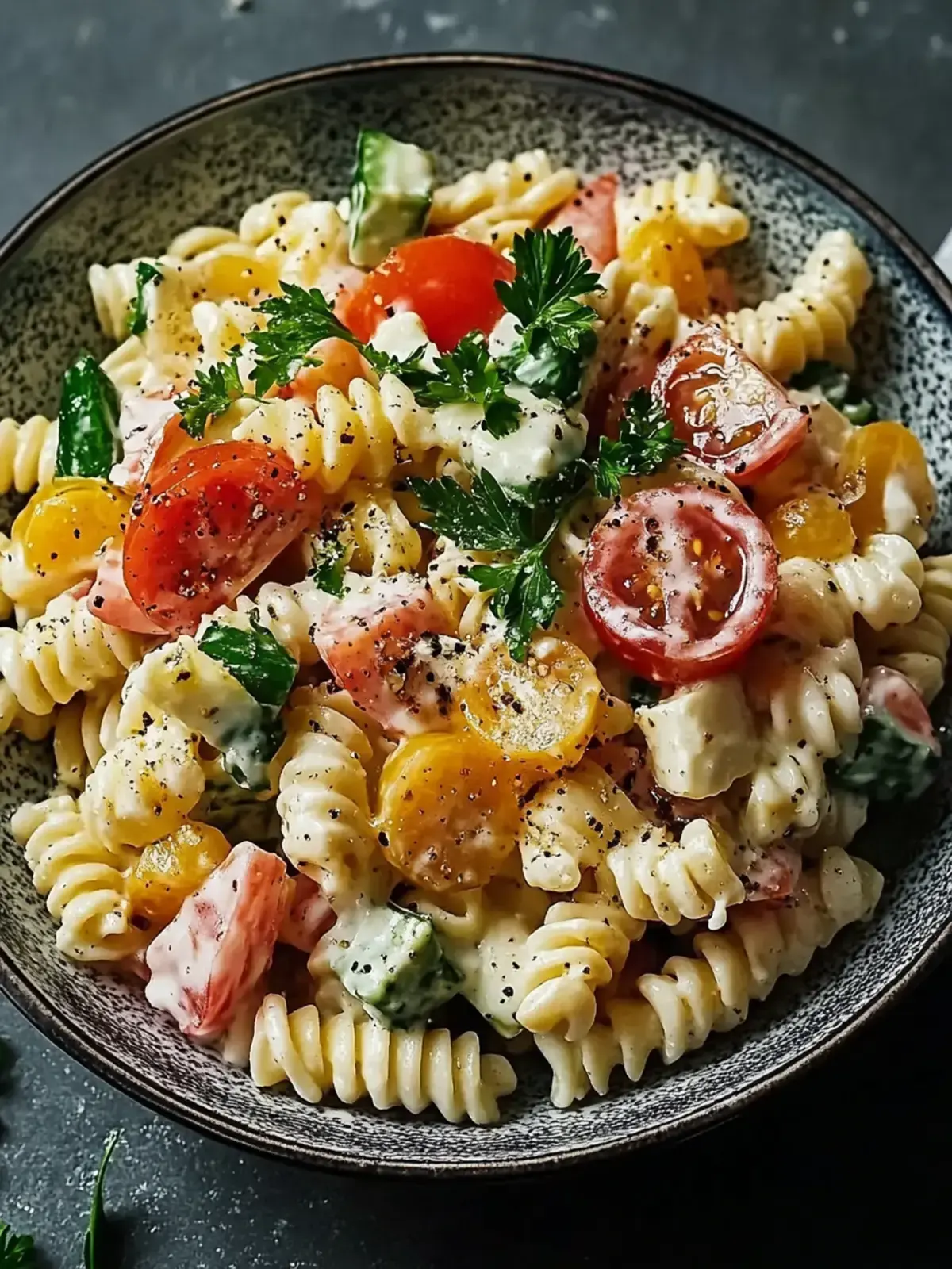 Leichter Nudelsalat mit Joghurt-Dressing