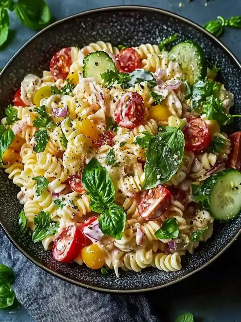 Leichter Nudelsalat mit Joghurt-Dressing