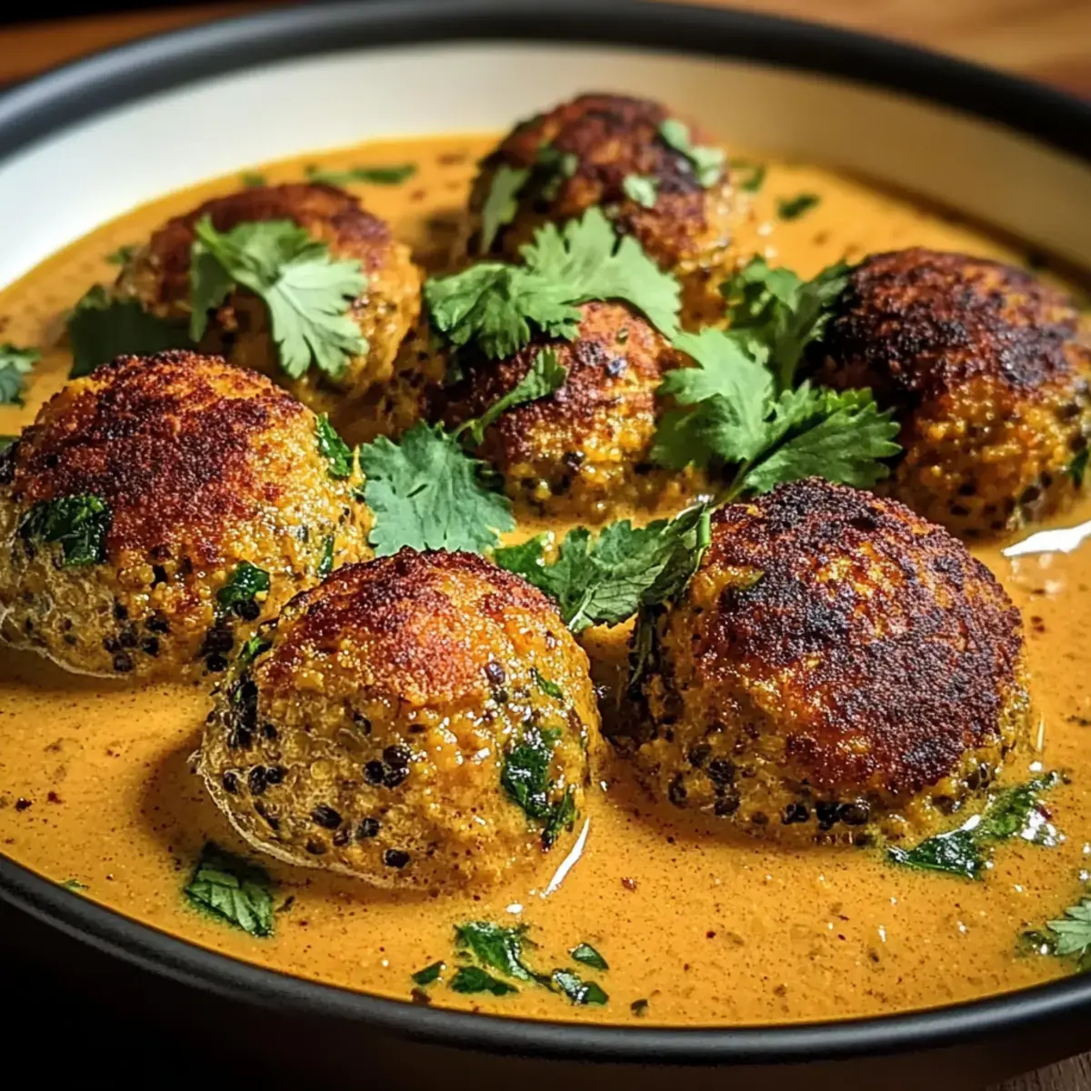 Linsenbällchen in Currysauce