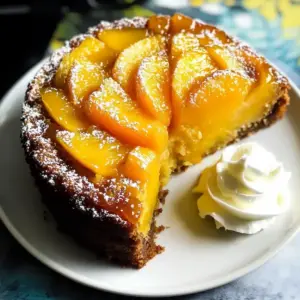 Mango Kuchen auf dem Kopf mit Kokoscreme