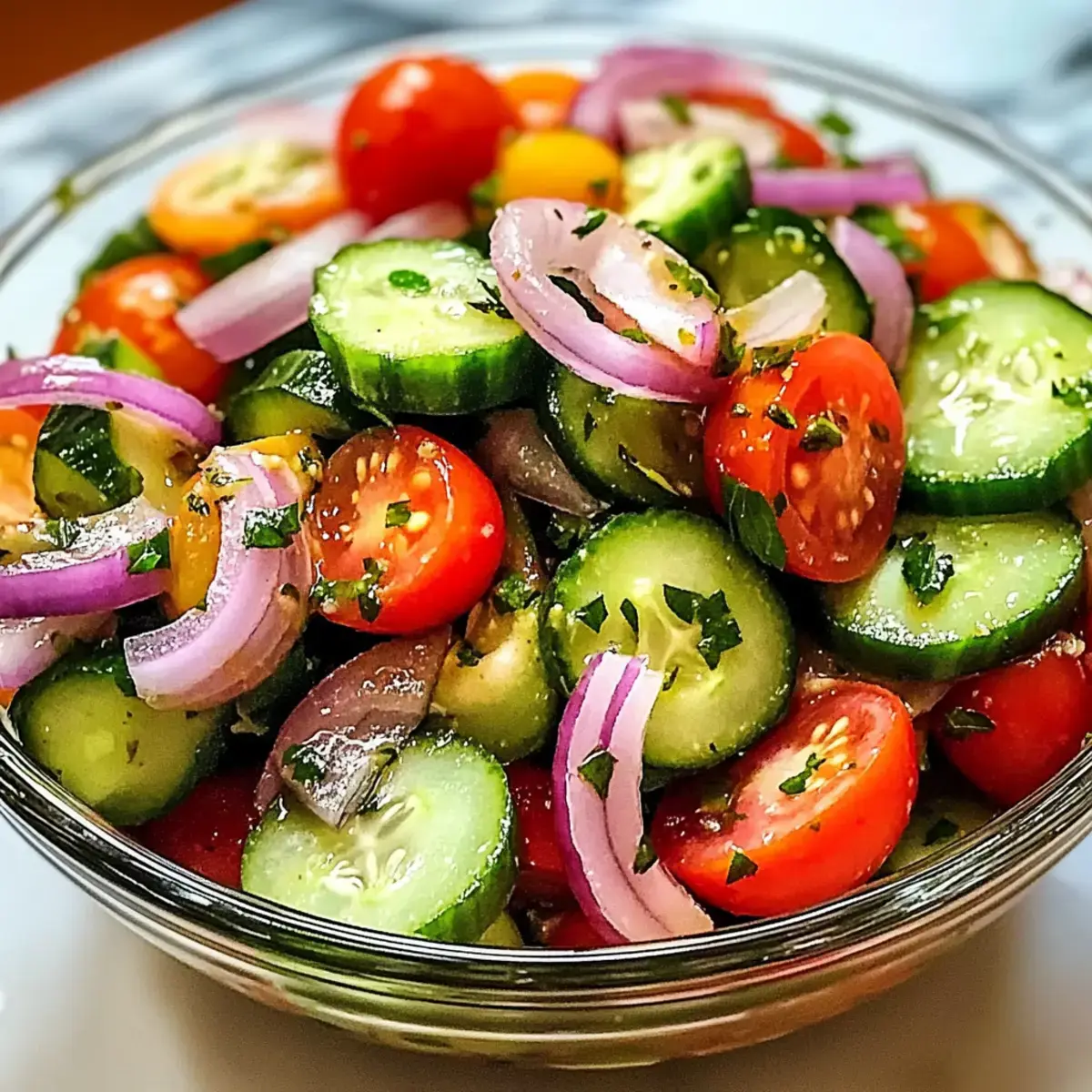 Marinierter Gurken Zwiebel Tomatensalat