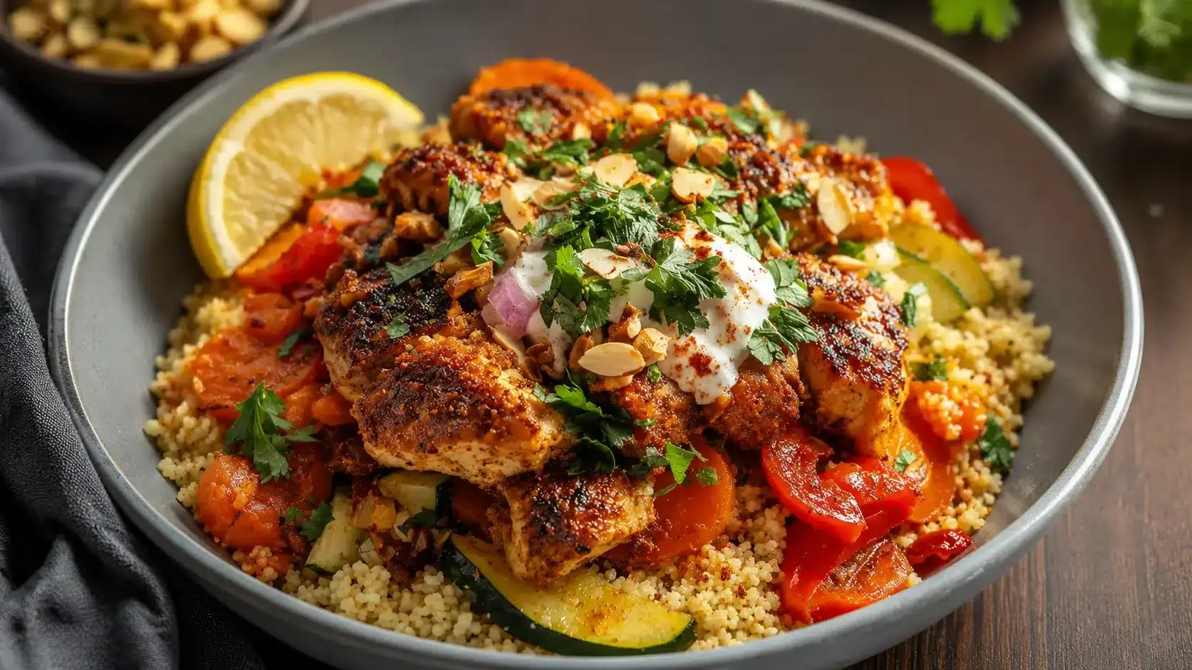 Marokkanische Hühner-Couscous-Schüssel