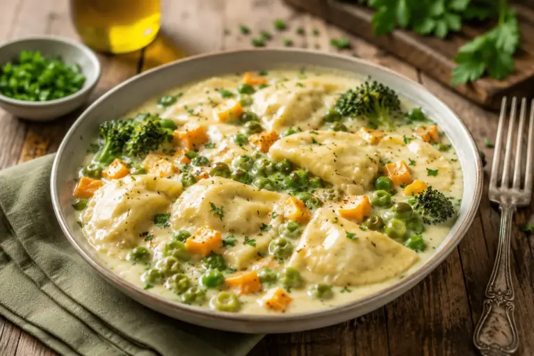 Maultaschen in Käse Sahne Soße
