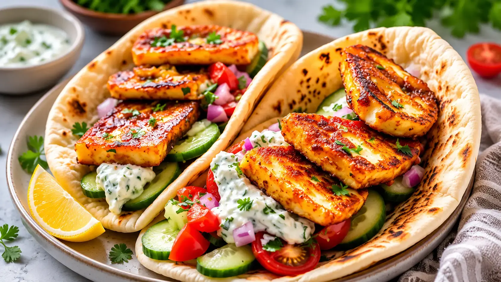 Mediterrane Halloumi-Pitas
