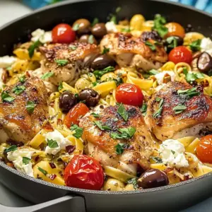 Mediterrane Hähnchen-Feta-Pasta