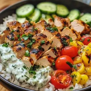 Mediterrane Hähnchen-Reisbowl