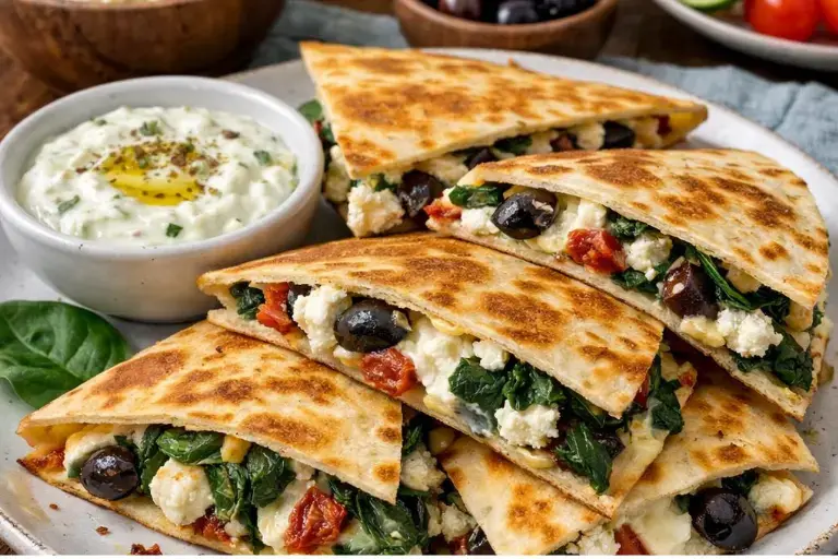 Mediterrane Quesadillas mit Spinat
