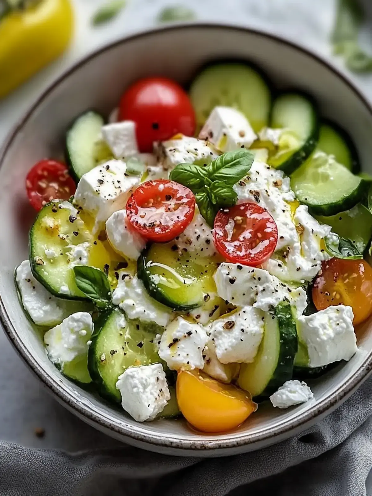 Erfrischender Mediterraner Gurken-Joghurt-Feta-Salat für den Sommer 2 Mediterraner Gurken-Joghurt-Feta-Salat