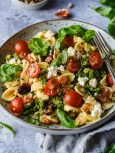 Mediterraner Nudelsalat mit Pesto
