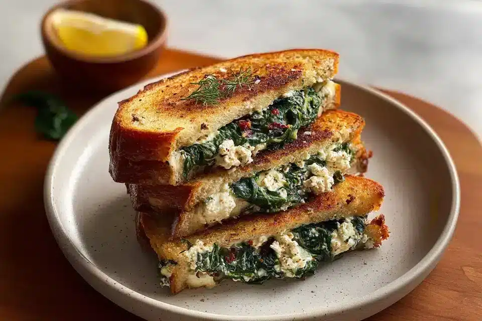 Mediterranes Spinat Grilled Cheese