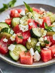 Erfrischender Melonen Feta Salat
