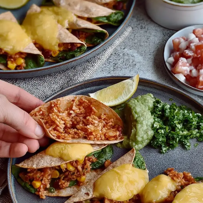 Mexikanische Tacos mit Reis und Bohnen