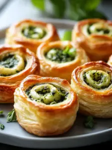 Knusprige Mini Blätterteig Schnecken mit Pesto & Käse