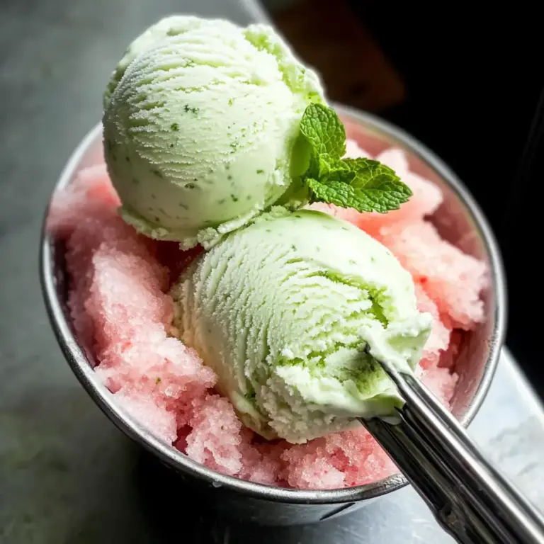 Minzeeis mit Wassermelonen Granita