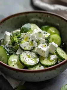Frischer Mittelmeer Gurken-Joghurt-Feta-Salat