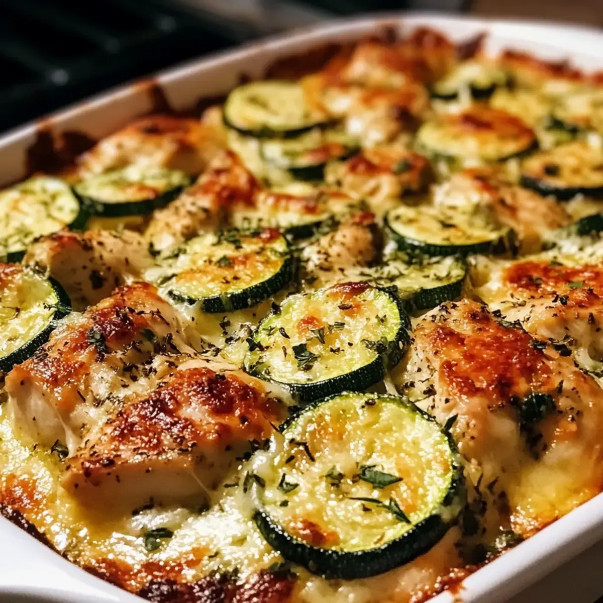 Mittelmeer-Hühnchen-Zucchini-Auflauf