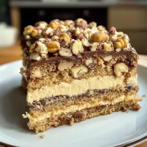 Saftiger Nusskuchen mit cremiger Nougatfüllung