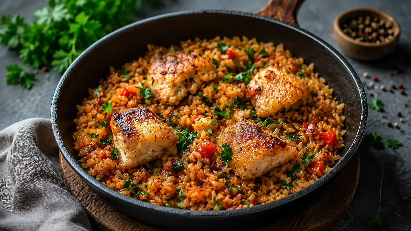 One-Pot Hähnchen und Reis