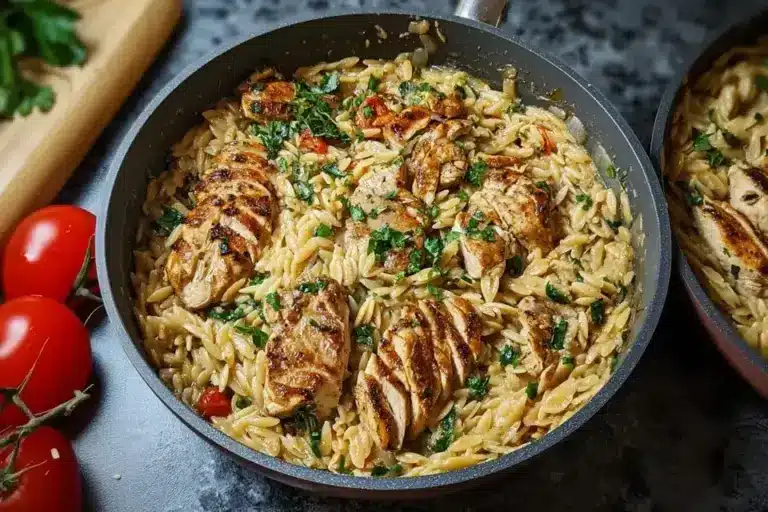 One Pot Orzo Pasta mit Hähnchen