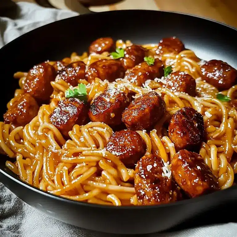 One-Skillet Spicy Honey BBQ Sausage & Pasta