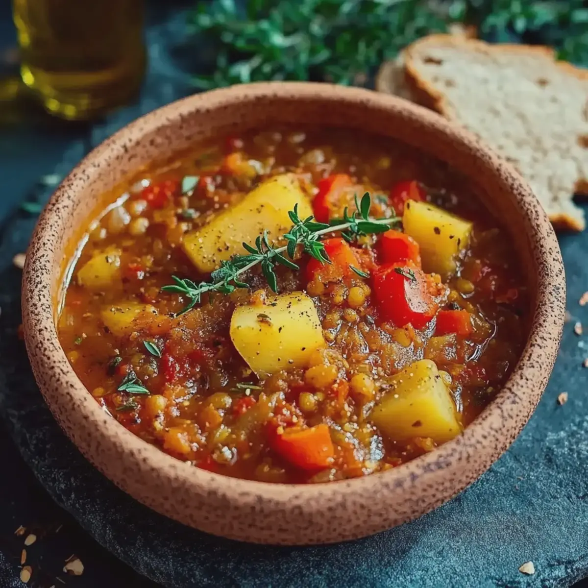 Paprika Kartoffel Topf mit Linsen