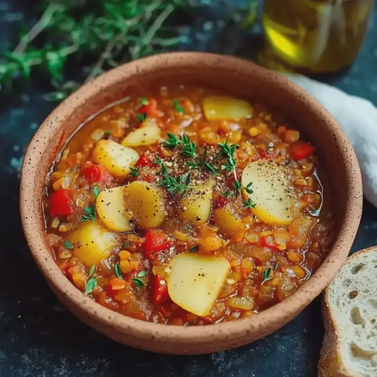 Paprika Kartoffel Topf mit Linsen