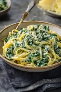 Pasta mit Rahmspinat und Frischkäse-Sauce