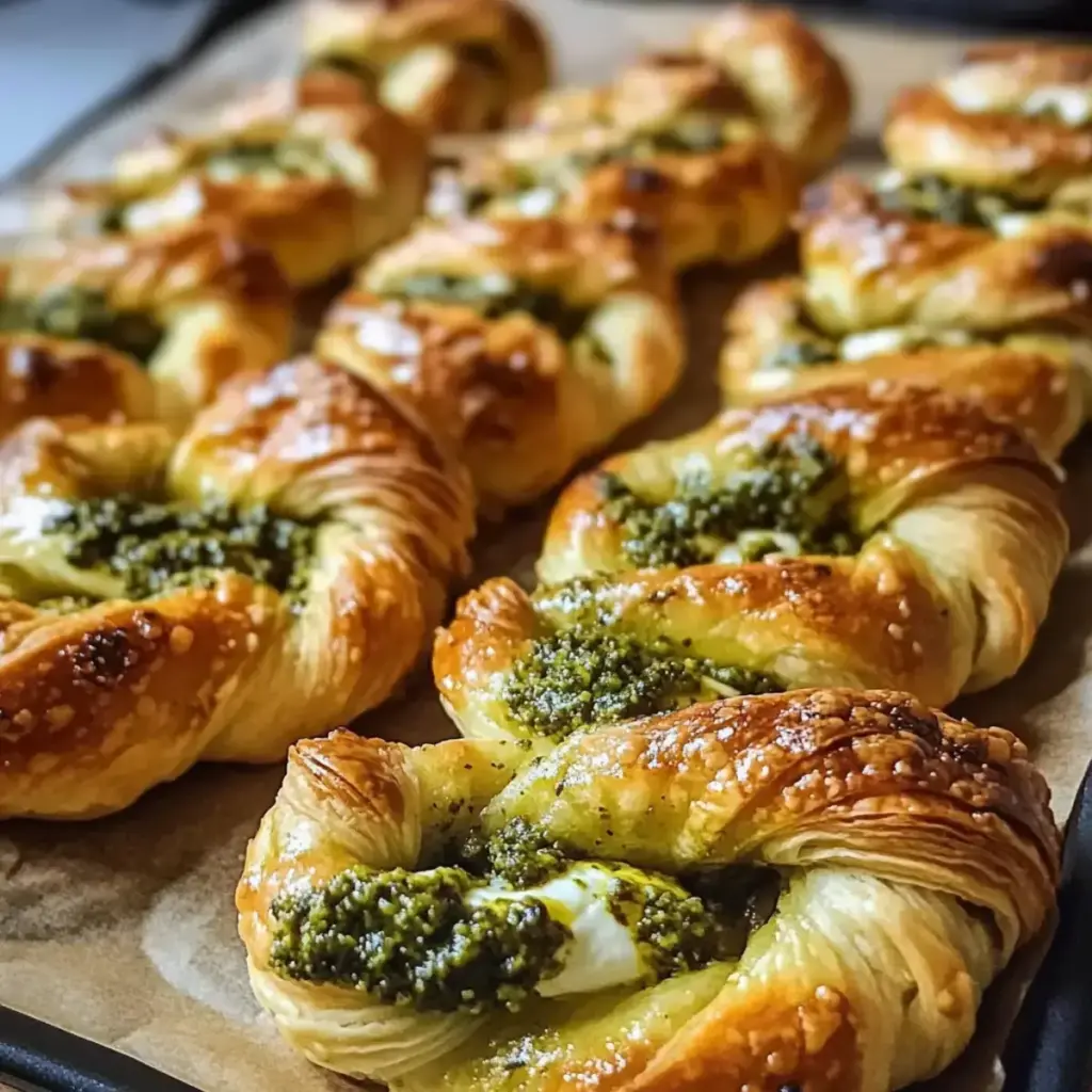 Pesto-Drehungen mit Mozzarella