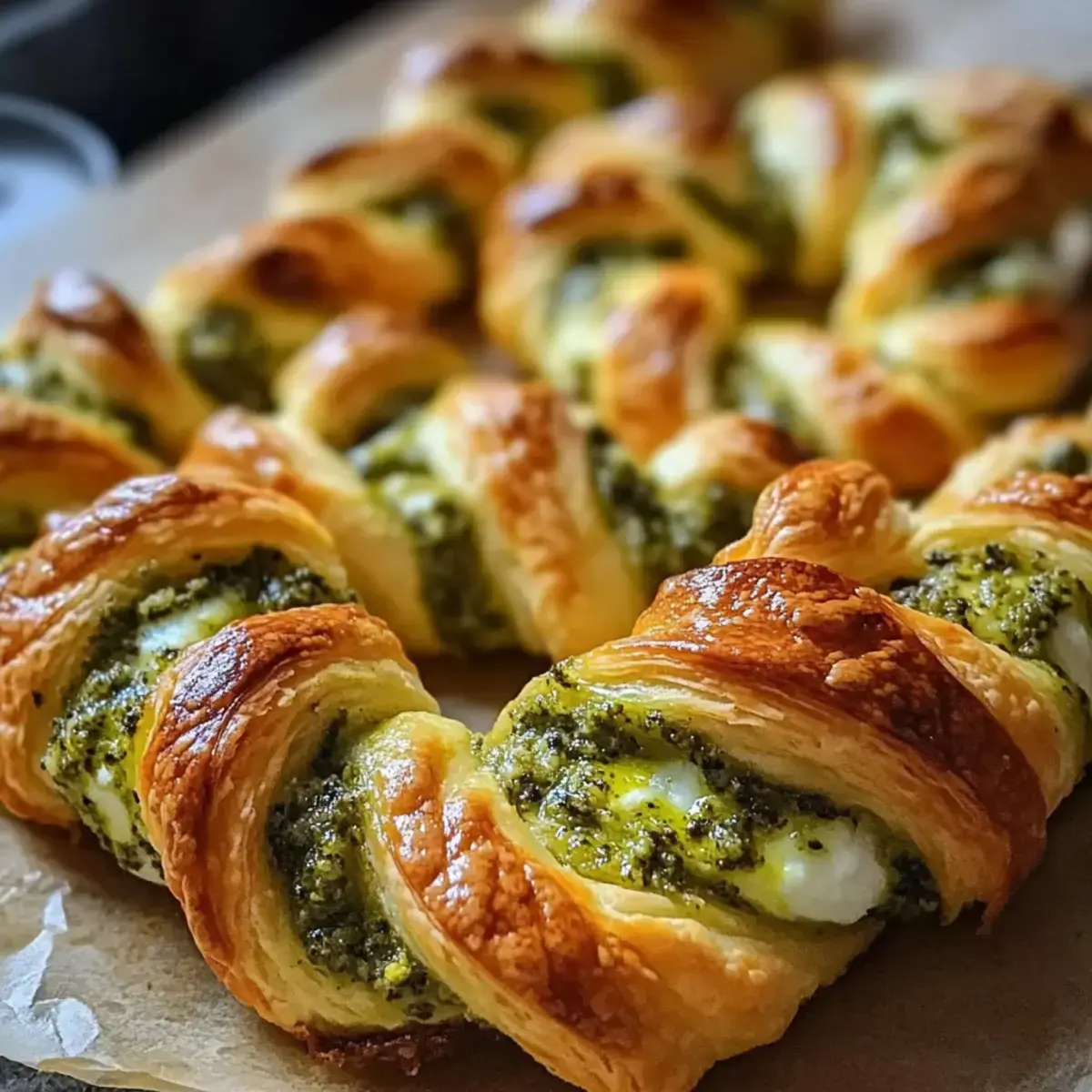 Pesto-Drehungen mit Mozzarella