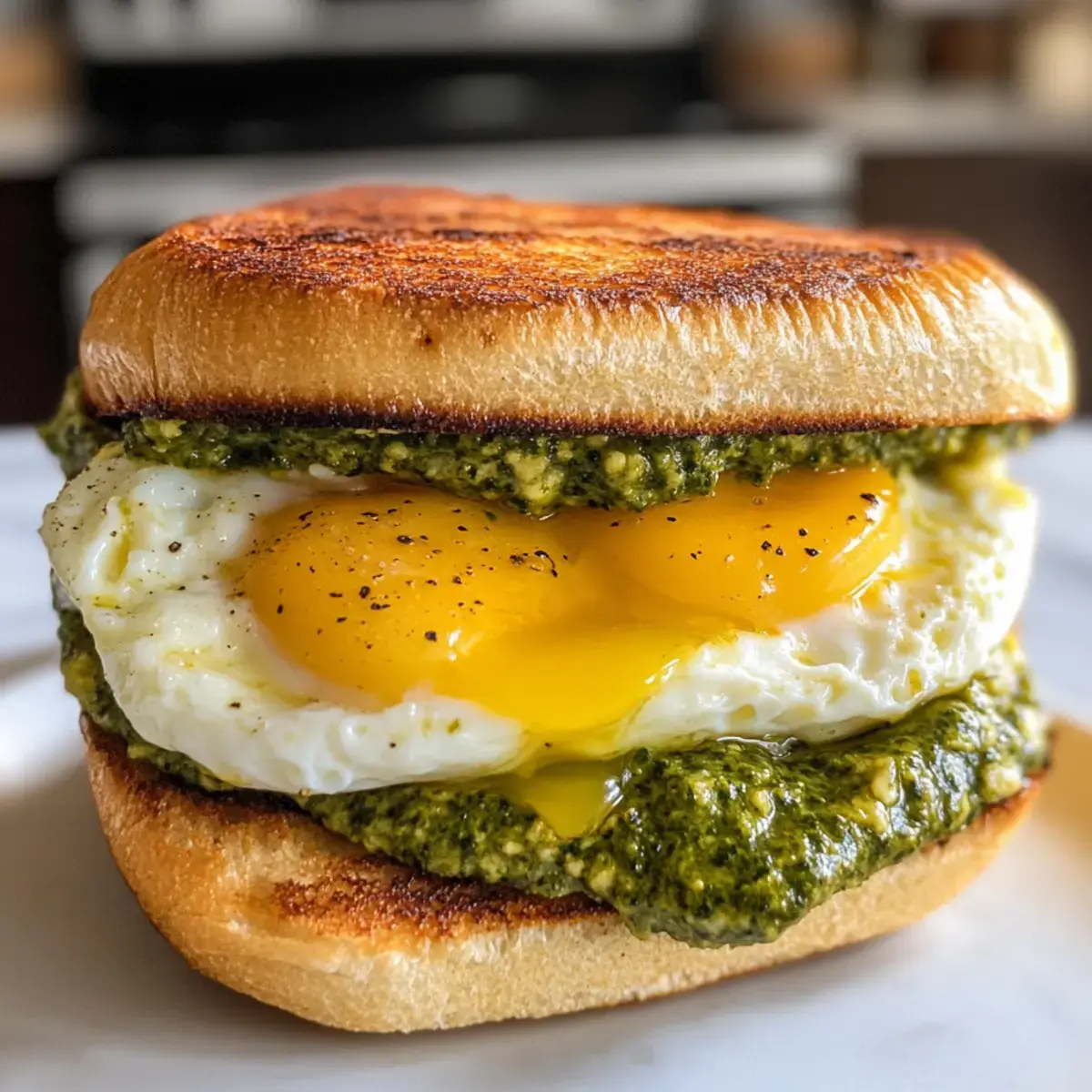 Pesto-Ei-Frühstücks-Sandwich
