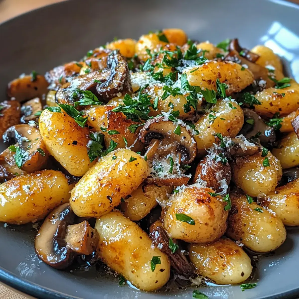 Pfannengebratene Gnocchi mit Knoblauchbutter-Pilzen
