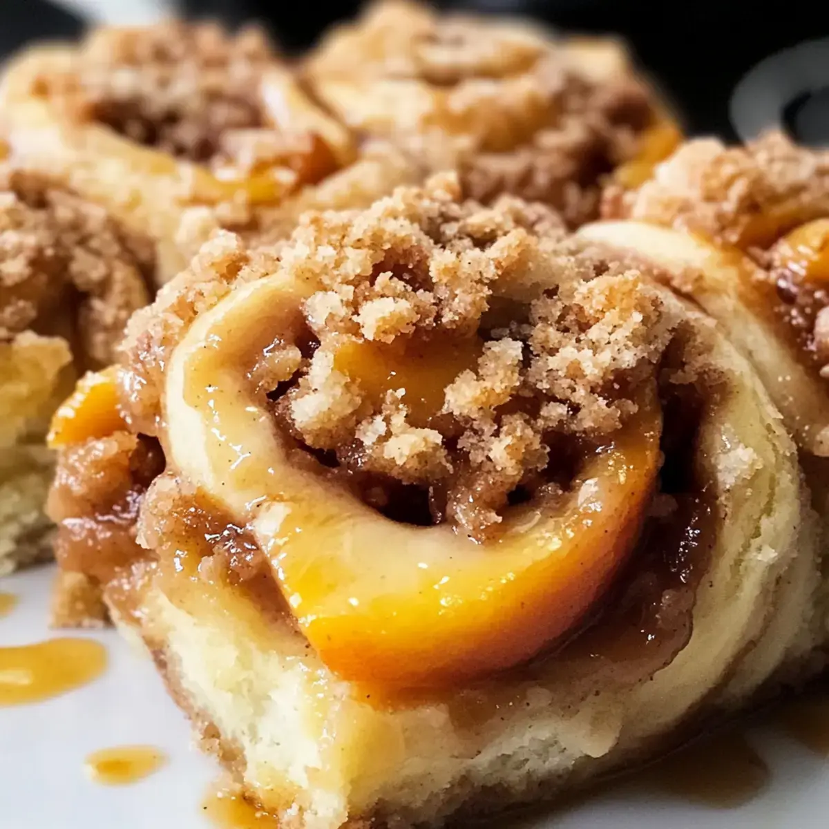 Irresistible Pfirsich-Cobbler-Zimtschnecken mit Streuseltopping 2 Pfirsich-Cobbler-Zimtschnecken
