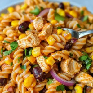 Pikante Hähnchen-Enchilada-Pasta-Salat