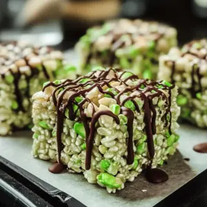 Pistazien-Reis-Krispies mit Schokoladenguss