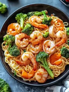 Proteinreicher Garnelen-Wok mit Nudeln