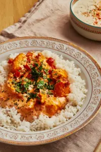Puten Rahm Geschnetzeltes mit Paprika und Reis