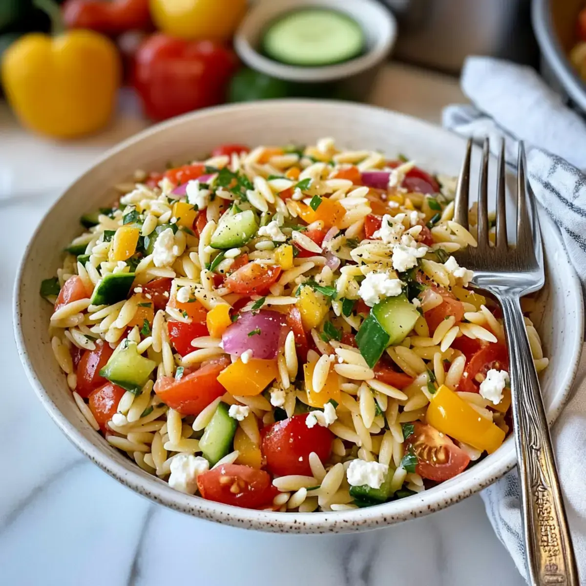 Regenbogen-Orzo-Salat