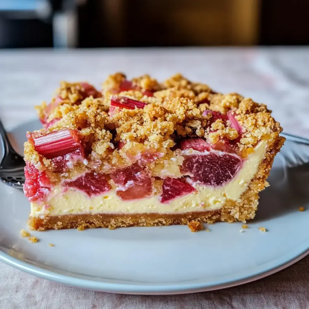 Rhabarber-Käsekuchen mit Streuseln