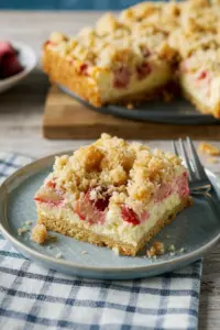 Rhabarber Quarkkuchen mit knusprigen Butterstreuseln