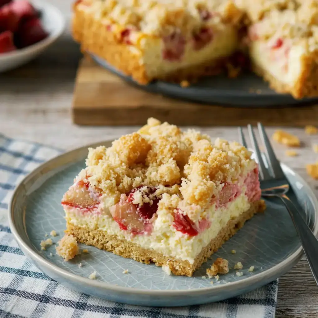 Rhabarber Quarkkuchen mit Streuseln