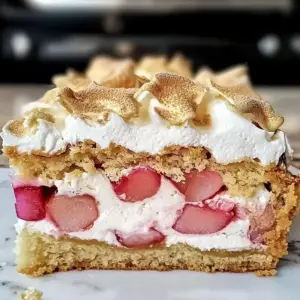 Saftiger Rhabarberkuchen mit Baiser